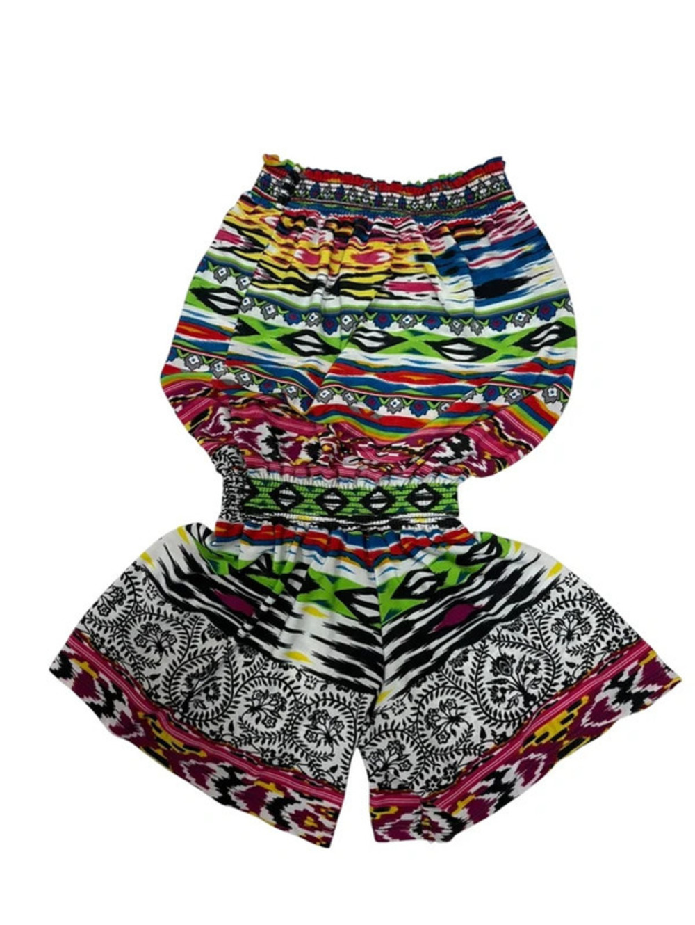 So Nikki Girls Romper Size M 10/12 Boho Print Cutout Waist Preloved